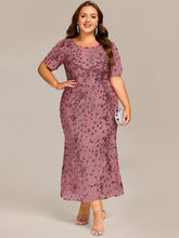 Plus Size Round Neck Sequin Mermaid Formal Dress